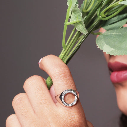 Twist Gleam CZ Silver Ring | Modern Sparkle Band