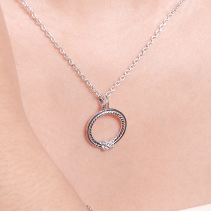 Petal Silver Necklace | Enamel & CZ Floral Pendant