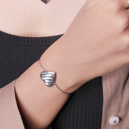 Twist Love Vibe Woven Silver Heart Bracelet