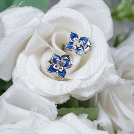Blue Blaze Drop Silver Earrings | Pop Color Floral Studs