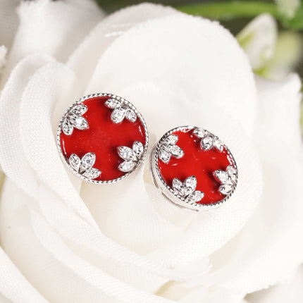 Scarlet Flora 925 Silver Earrings | Red Accent Jewellery