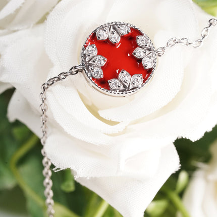 Ruby Blossom Red Silver Bracelet | Elegant Red Stone Jewelry