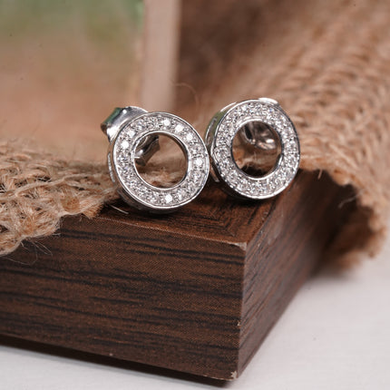 Glimmer Curve Earrings | Silver Swirl With CZ