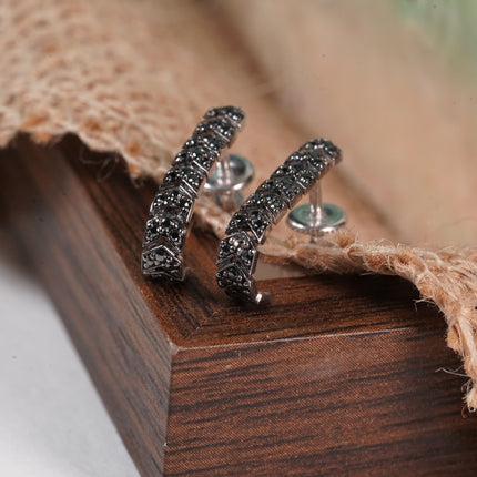 Blossom Glow Black Stud Earrings | Sterling Silver Floral