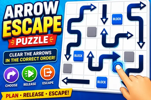 Clean puzzle board showing dark navy bent arrows and blue lane-block obstacles.