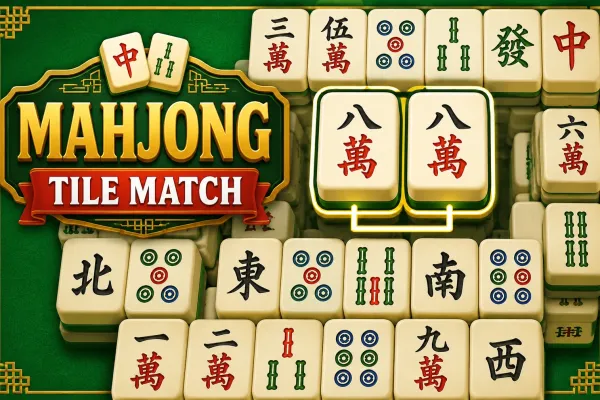 Mahjong-style matching tiles arranged on a green puzzle board
