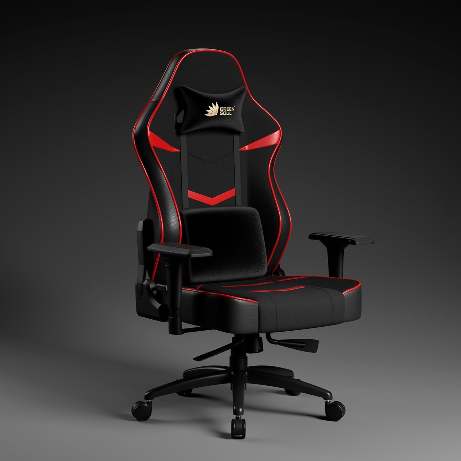 Green Soul Beast Series Fabric and PU Leather Gaming/Ergonomic Chair (Black and Red, Large)