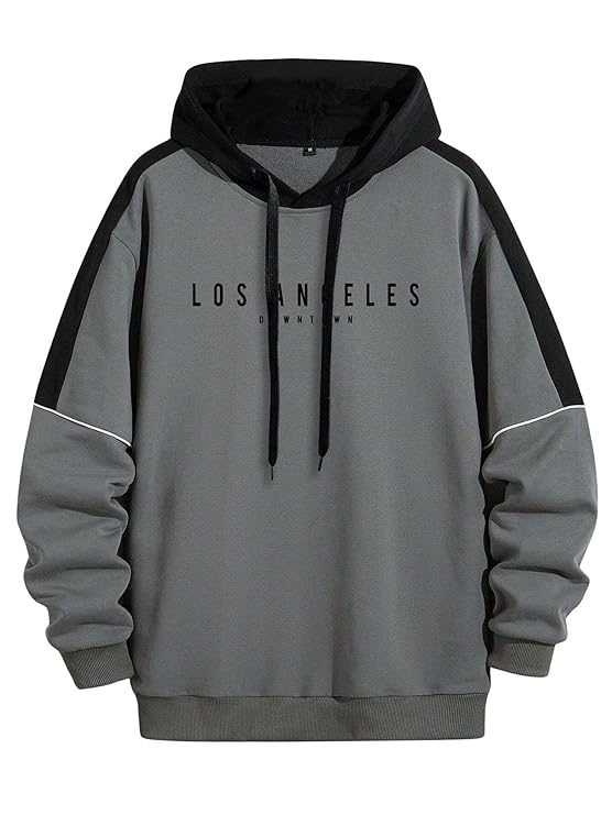 H&M Men's Hoodie, Graphic Print, Grey