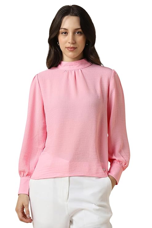 Allen Solly Women's Body Blouse Top (Pink, Medium)