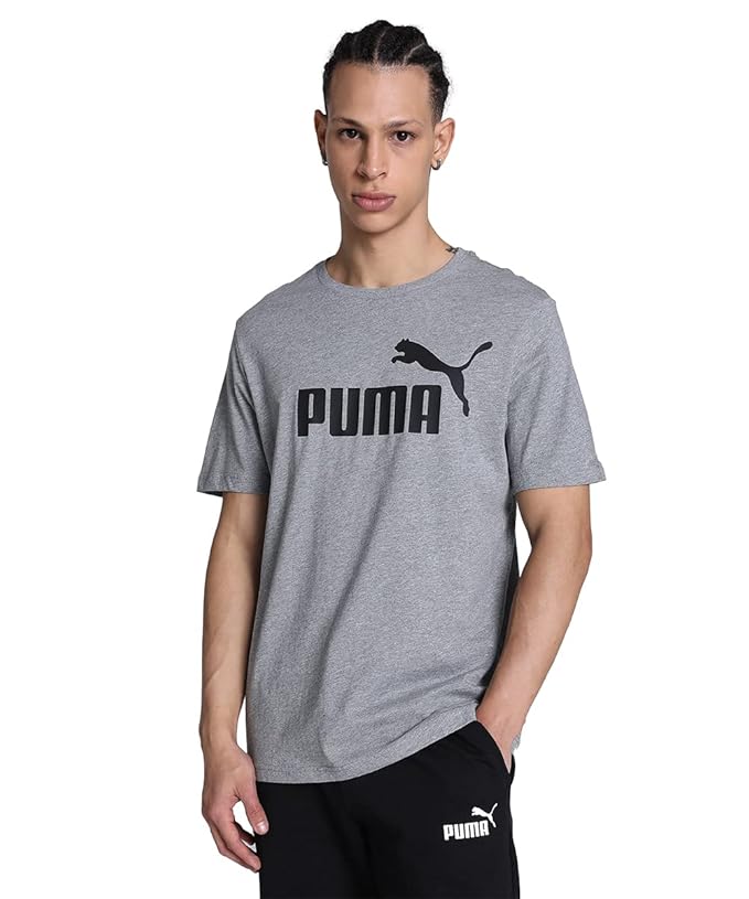 Puma Men's Round Neck T-Shirt (Grey, Large)
