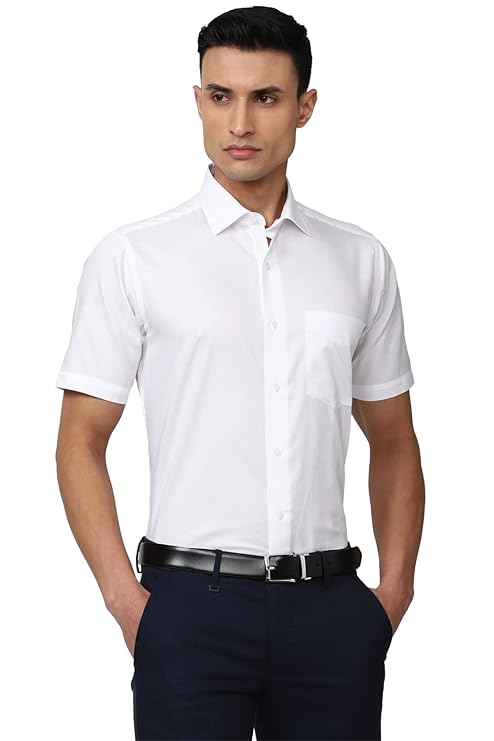 Van Heusen Men's Solid Regular Fit Formal Shirt (White, 40)